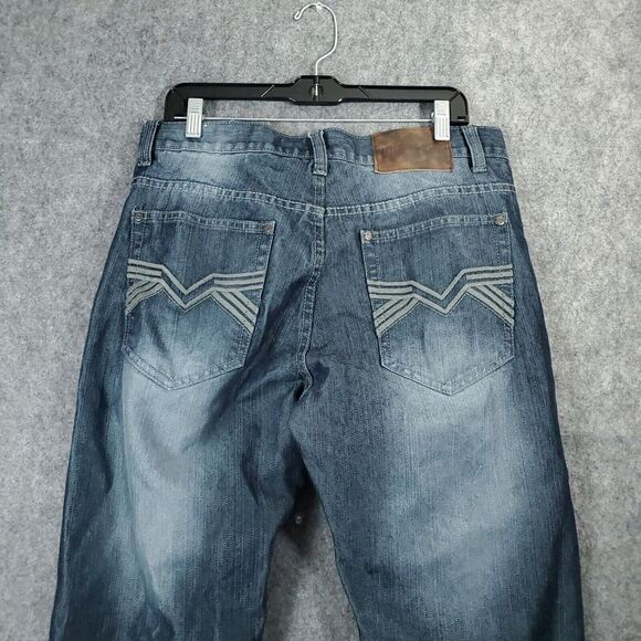 Old Skool Jeans 32 Men's Baggy Y2K Hip Hop Metallic Denim Streetwear‎ Straight - Picture 4 of 16